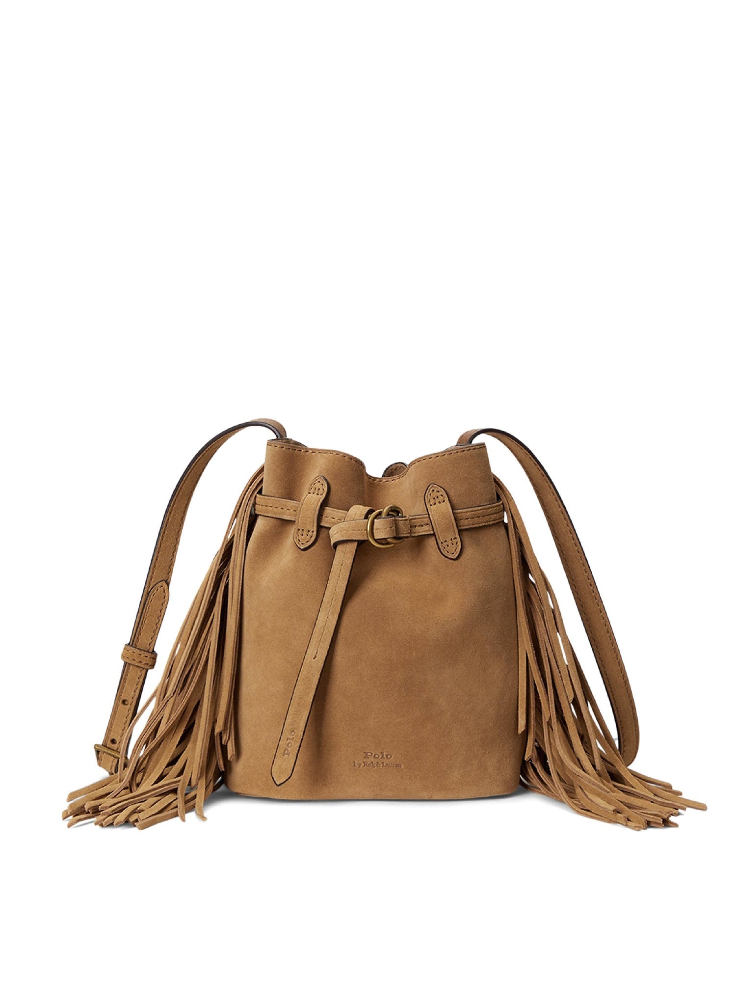Petit sac seau Bellport frangé en daim - Maple