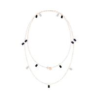 Sautoir Cocktail en or rose 18 carats et multipierres - Bleu & Blanc & Noir