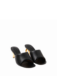 Mules À Talon Avec Chaîne - Chaîne Dorée - Black