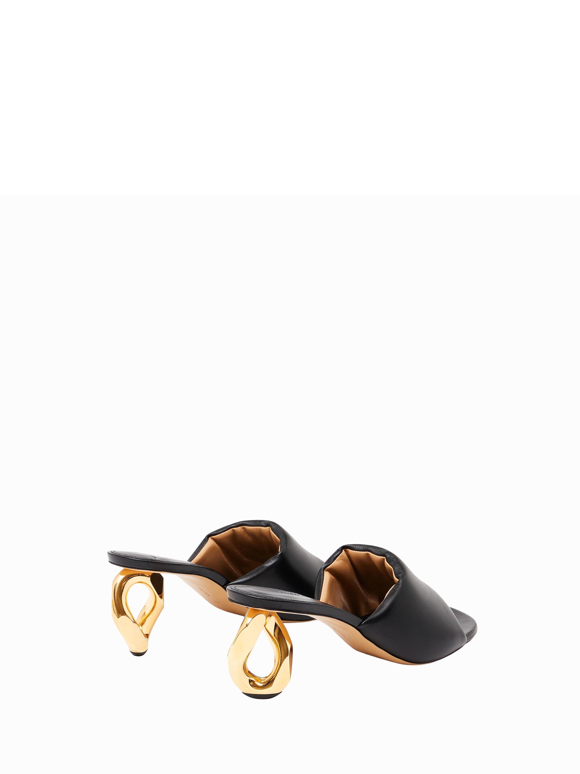 Mules À Talon Avec Chaîne - Chaîne Dorée - Black