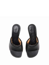 Mules À Talon Avec Chaîne - Chaîne Dorée - Black