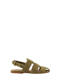 Sandales plates en cuir - Lime