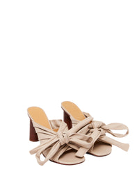 Sandales À Talon Avec Noeud - Taupe