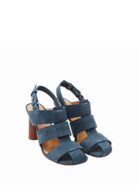 Sandale À Talon Rayé - Blue