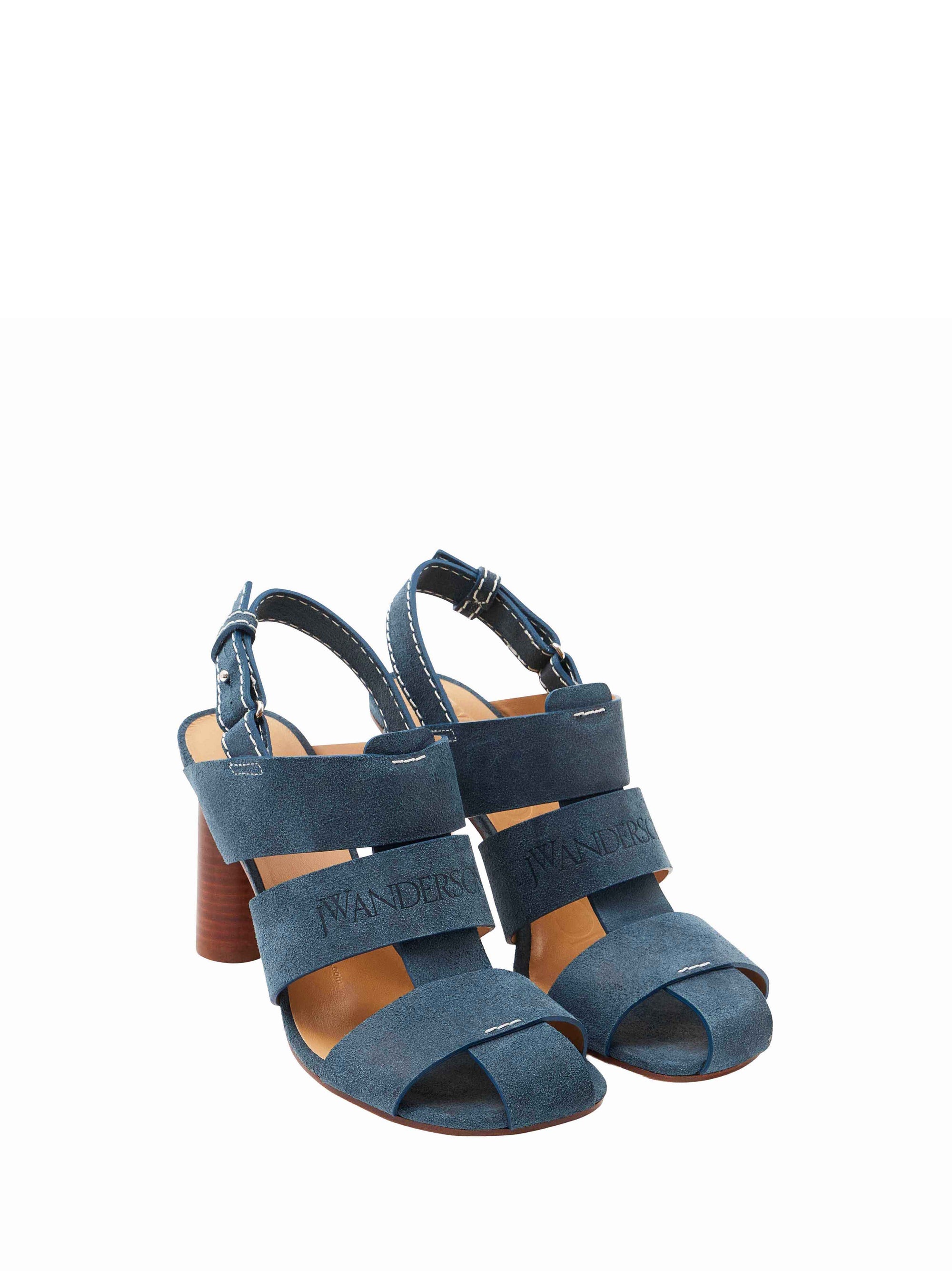 Sandale À Talon Rayé - Blue