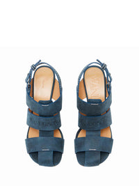 Sandale À Talon Rayé - Blue