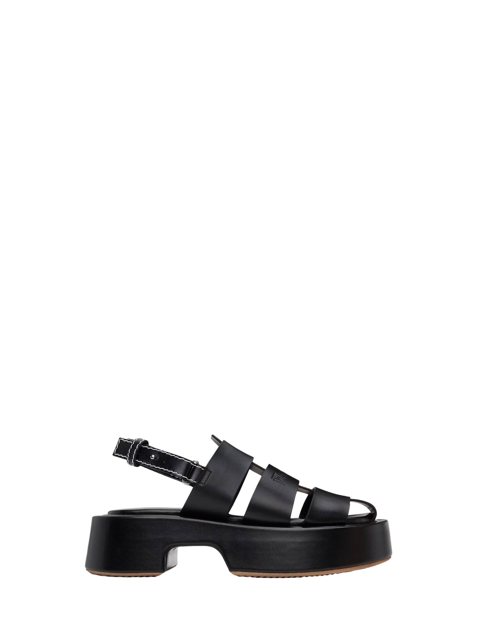 Leather platform sandals - Black