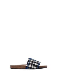 Mules à carreaux - Blue & White