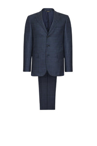 Costume deux pièces avec motif à carreaux en laine - Bleu