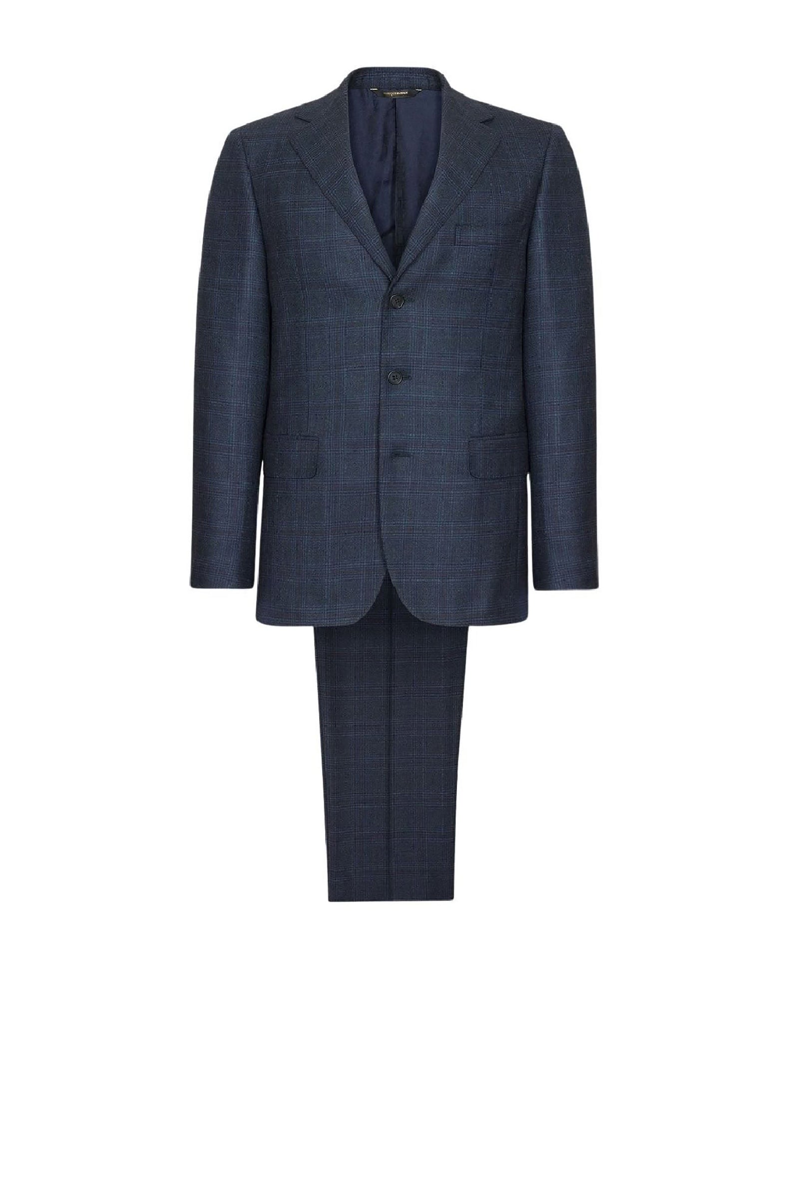 Costume deux pièces avec motif à carreaux en laine - Bleu