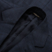 Costume deux pièces avec motif à carreaux en laine - Bleu
