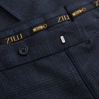 Costume deux pièces avec motif à carreaux en laine - Bleu