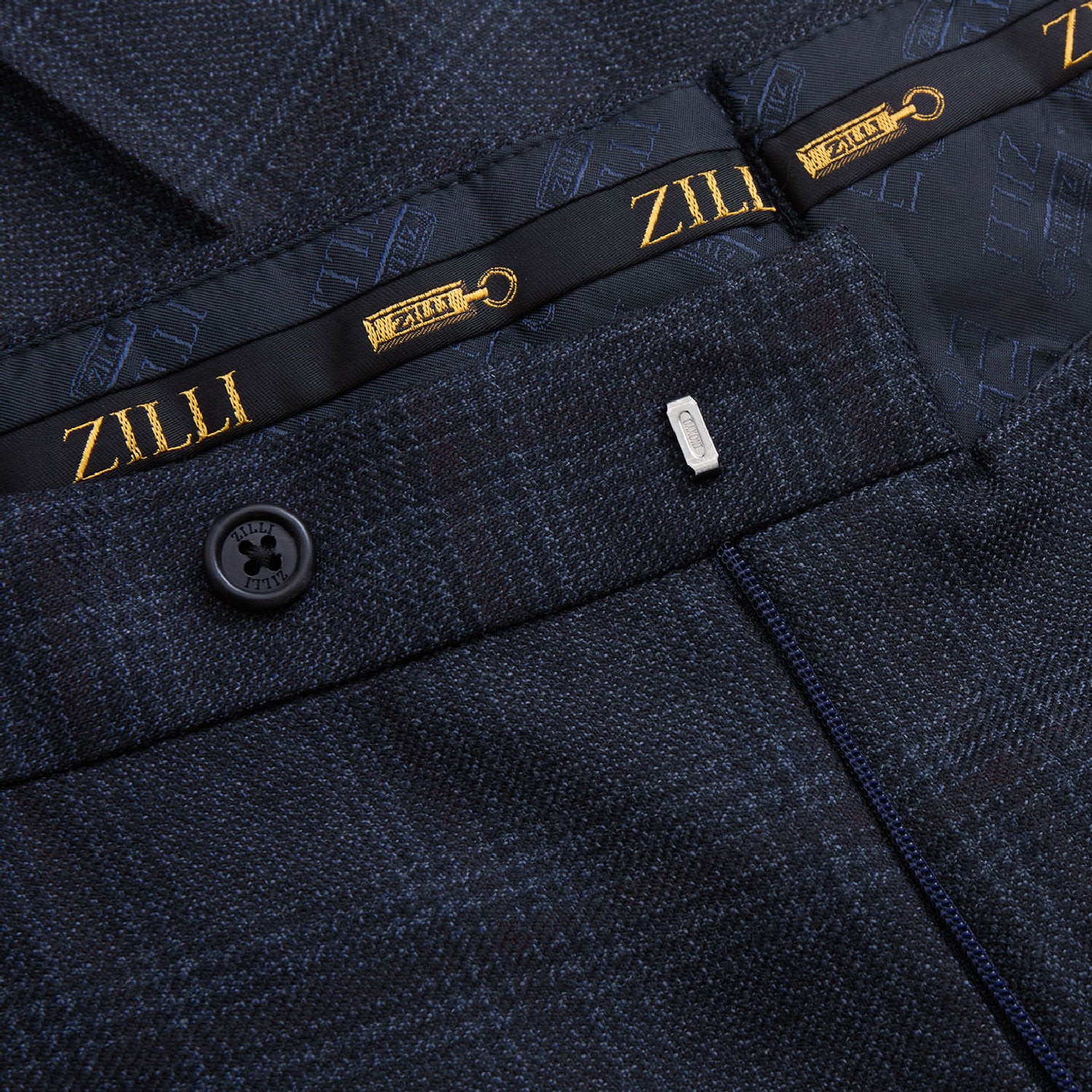 Costume deux pièces avec motif à carreaux en laine - Bleu
