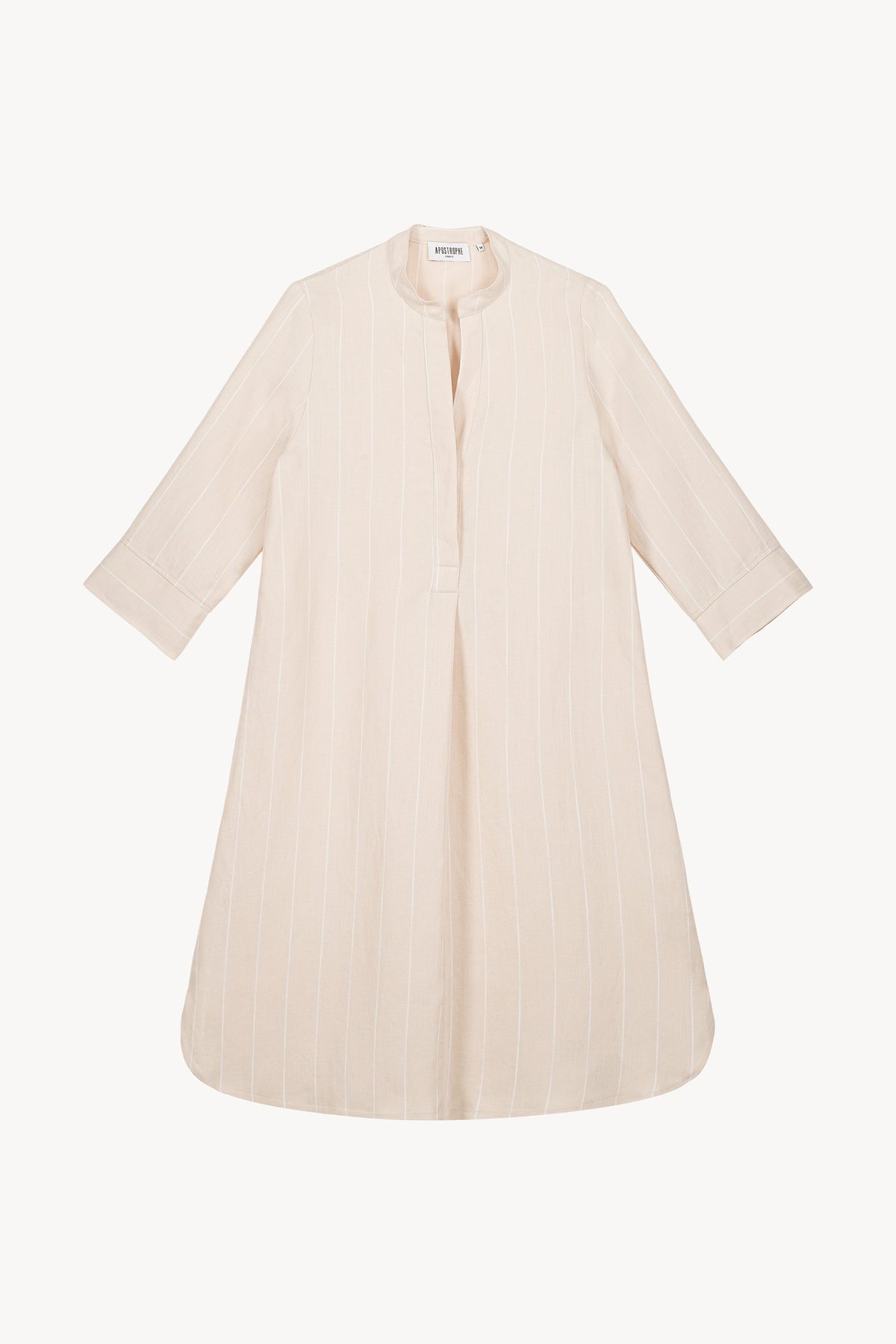 Robe mi-longue col officier - Beige Moyen