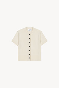 Cardigan col rond mc courtes - Blanc Cassé