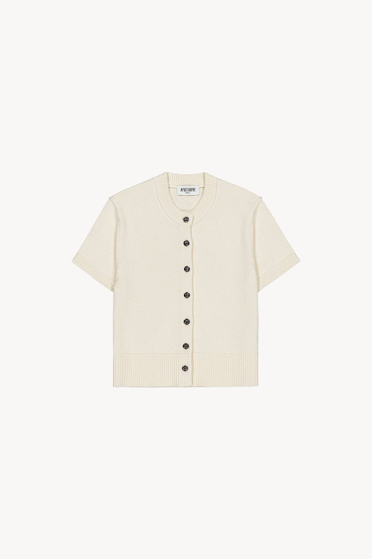 Cardigan col rond mc courtes - Blanc Cassé