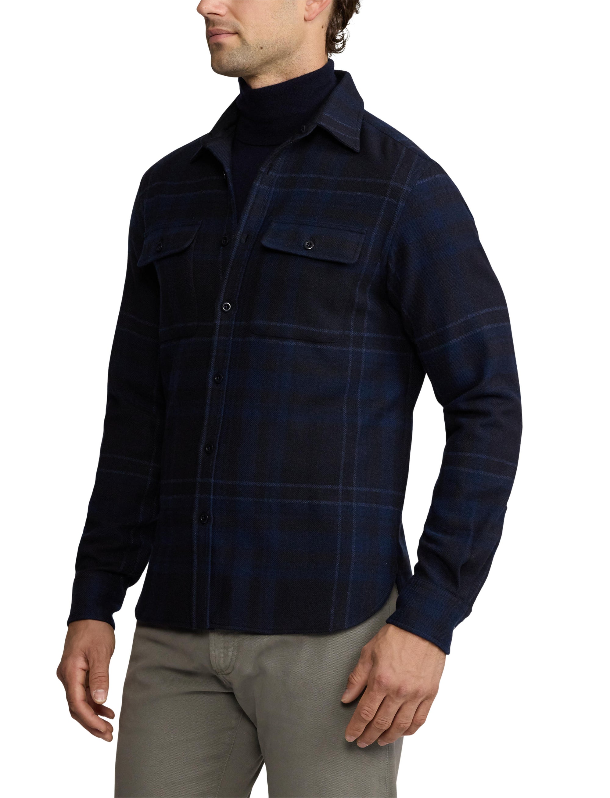 Wool tartan shirt - Navy
