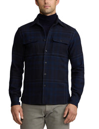 Wool tartan shirt - Navy
