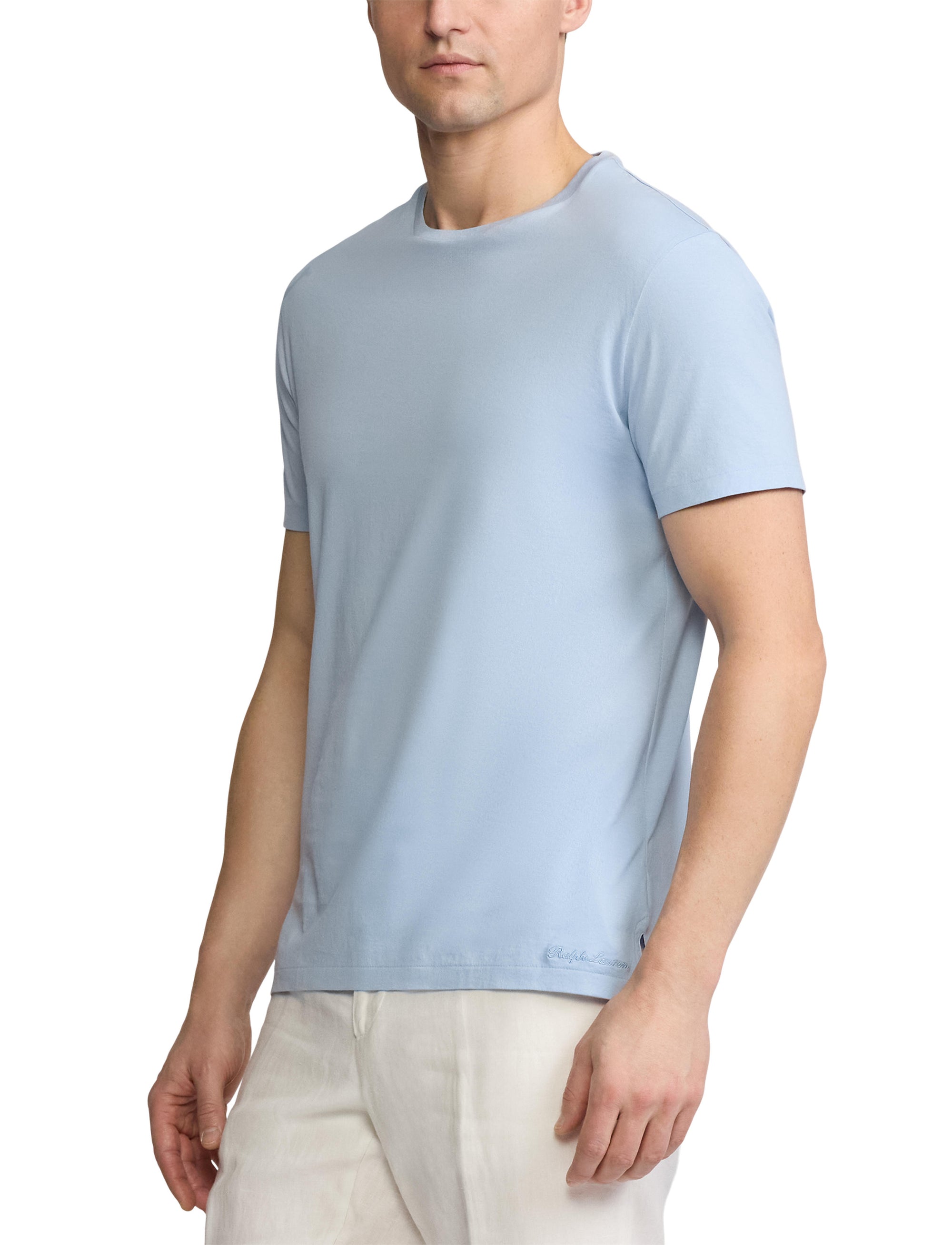 Round-neck T-shirt in Scottish yarn - Chambray Blue