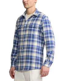 Chemise en sergé écossais - Blue & Cream