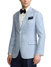 Kent jacket in silk and linen blend - Chambray Blue