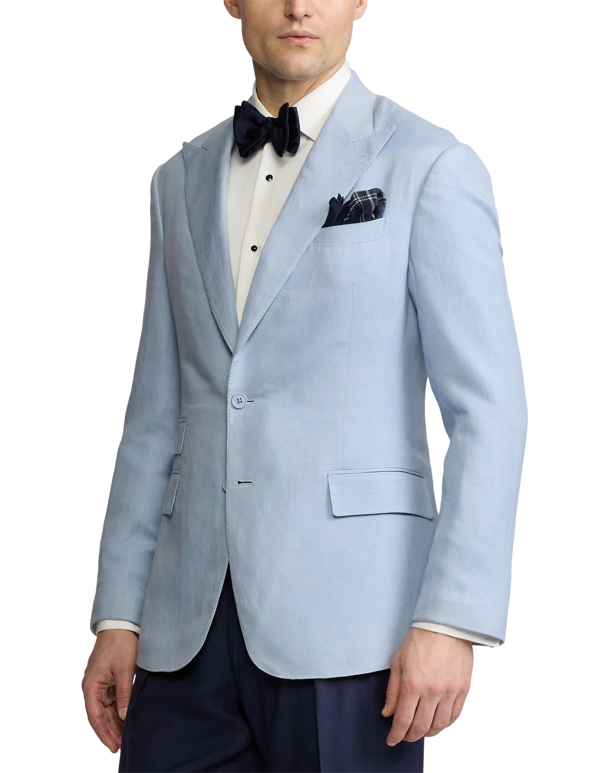 Kent jacket in silk and linen blend - Chambray Blue