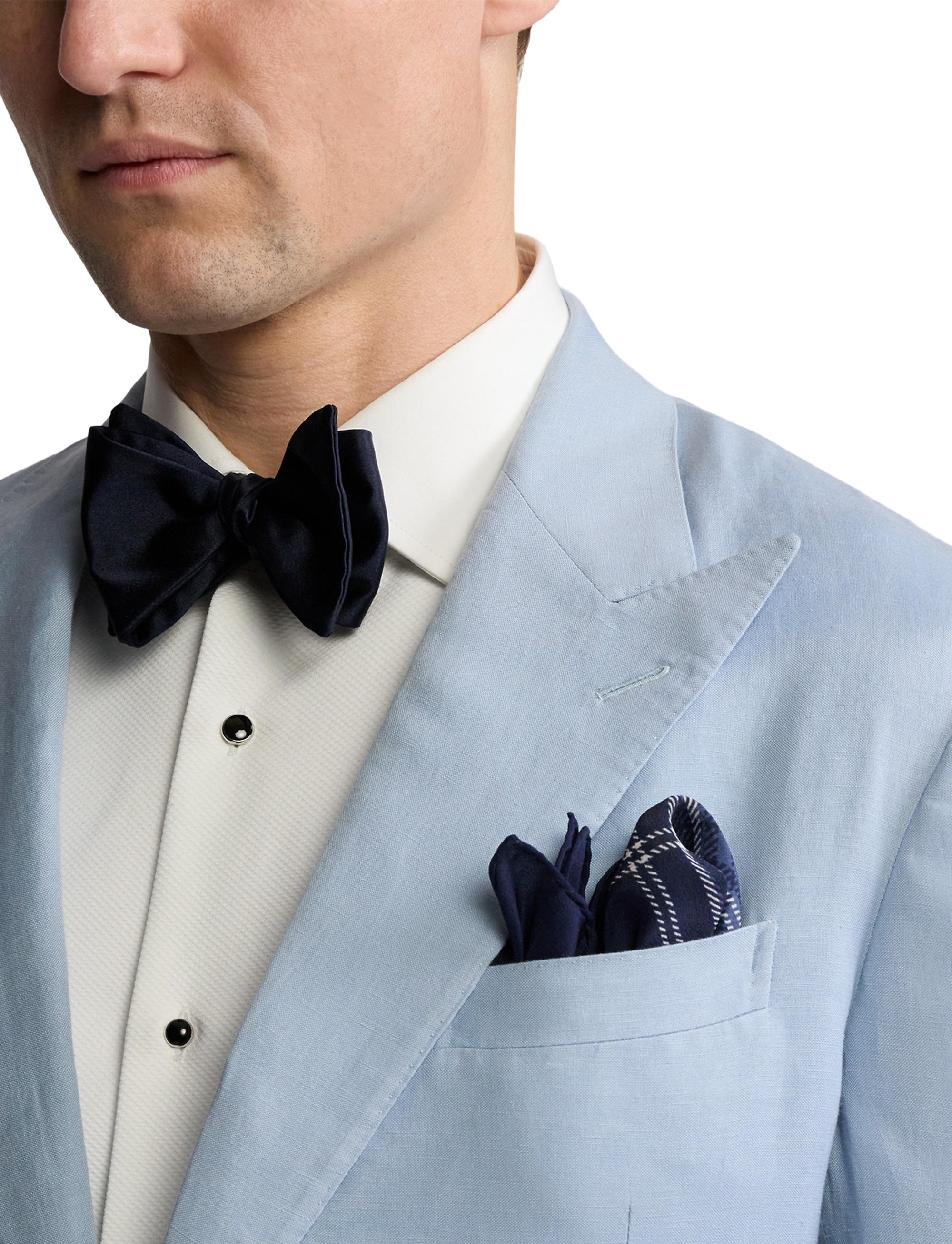 Kent jacket in silk and linen blend - Chambray Blue