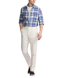 Chemise en sergé écossais - Blue & Cream