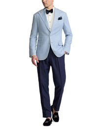 Kent jacket in silk and linen blend - Chambray Blue