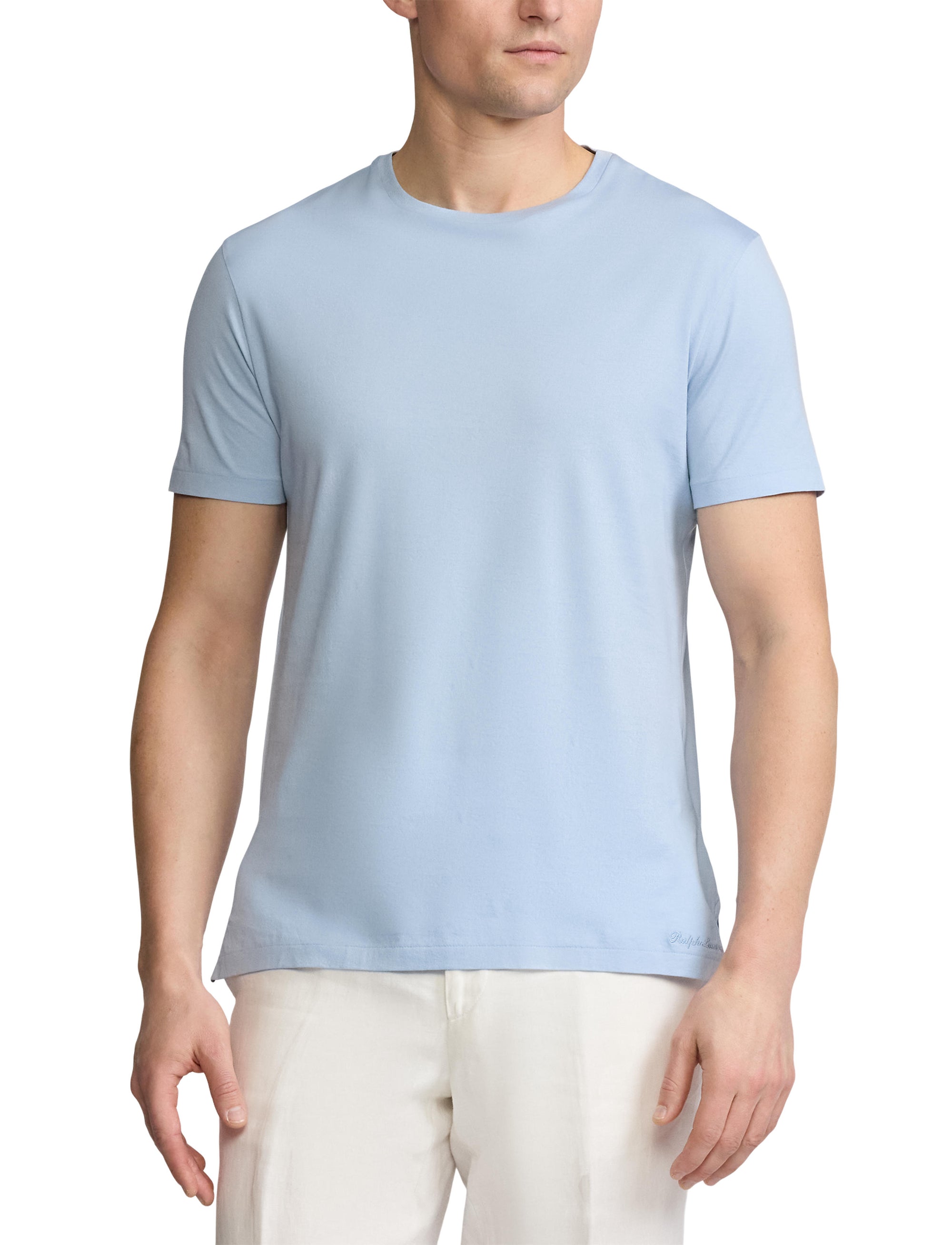 Round-neck T-shirt in Scottish yarn - Chambray Blue