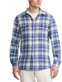 Chemise en sergé écossais - Blue & Cream