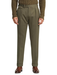Pantalon Gregory en sergé de laine - Olive