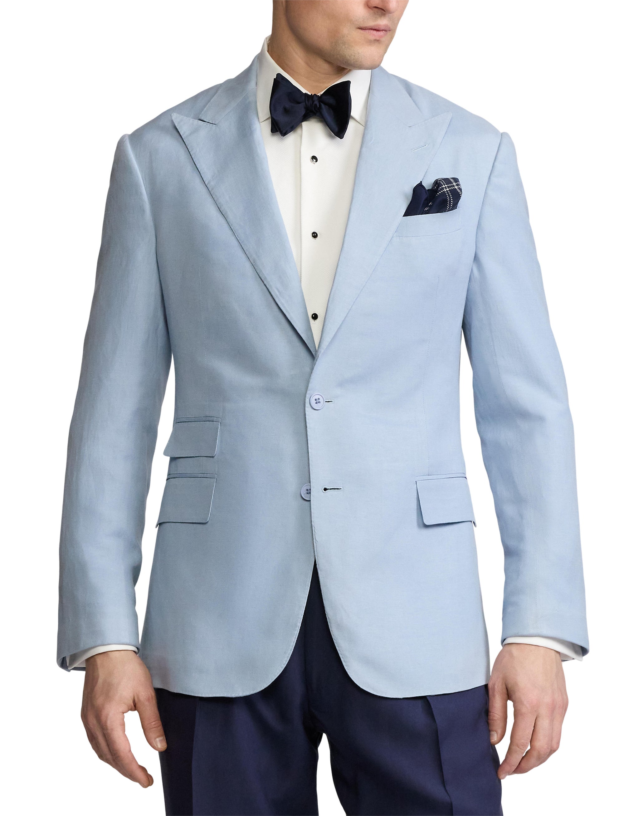 Kent jacket in silk and linen blend - Chambray Blue