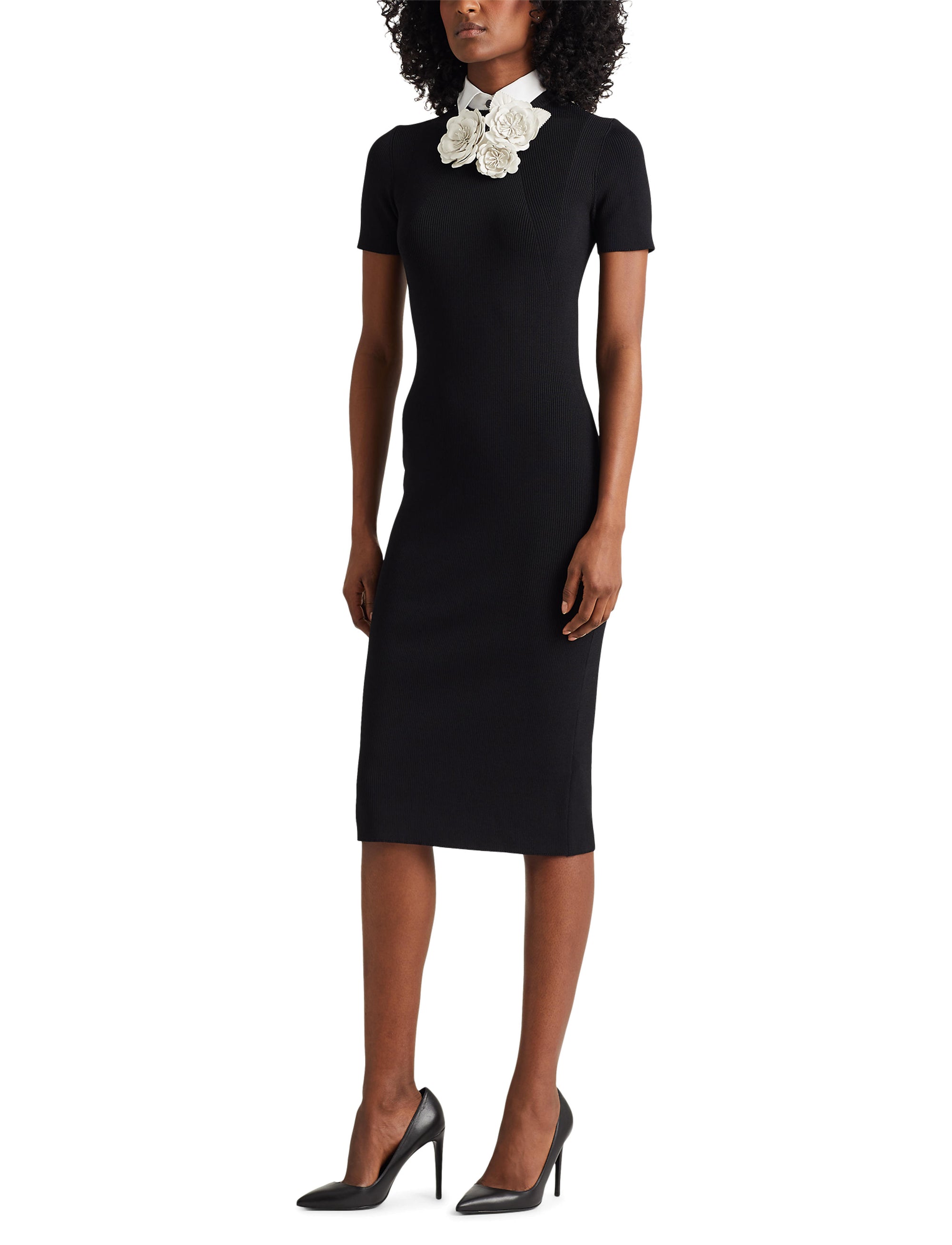 Robe-pull à col tissé - Black