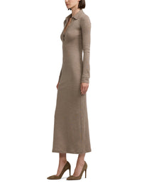 Wool polo dress - Truffle