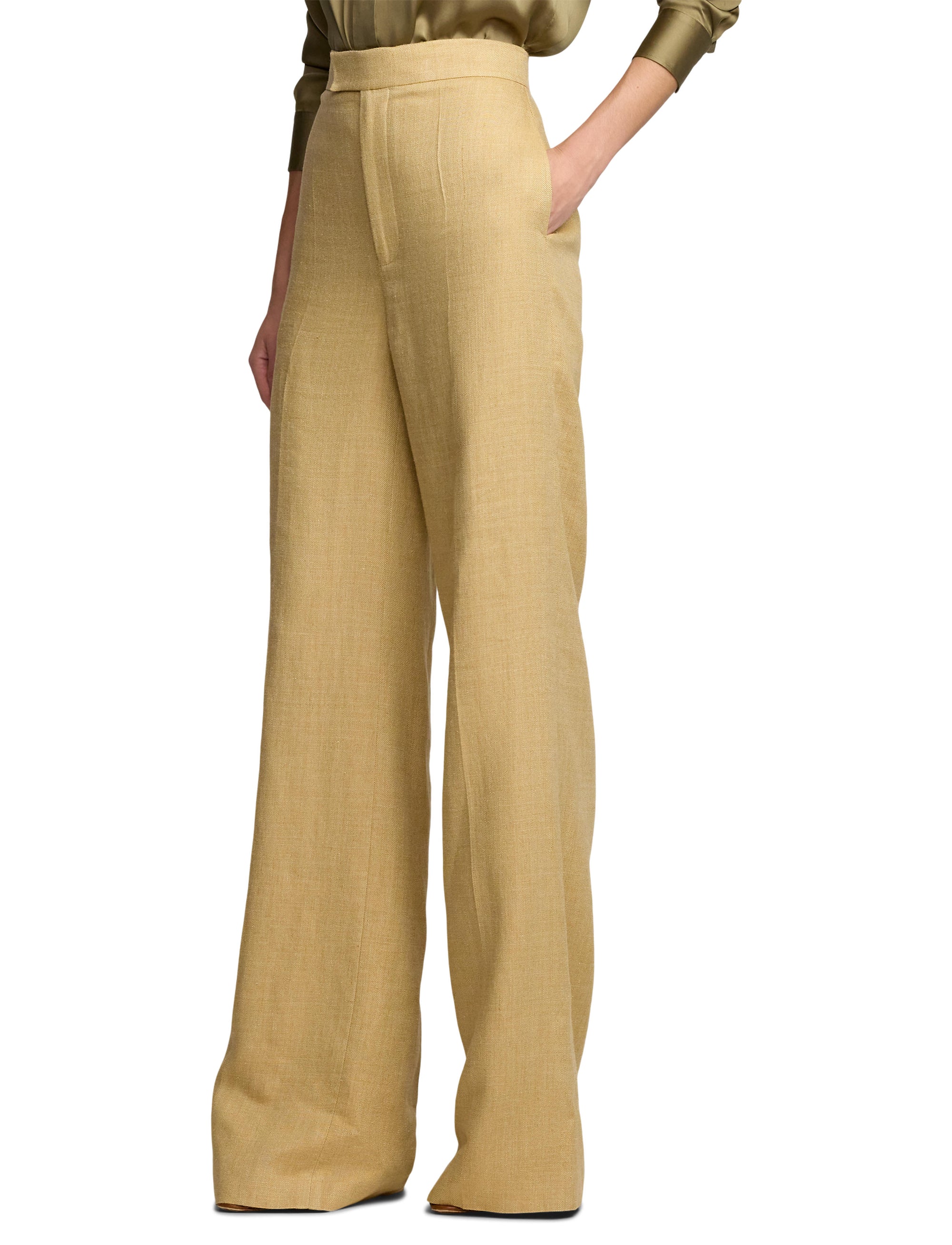 Pantalon Dean en sergé de soie et de lin mélangé - Lux Tan