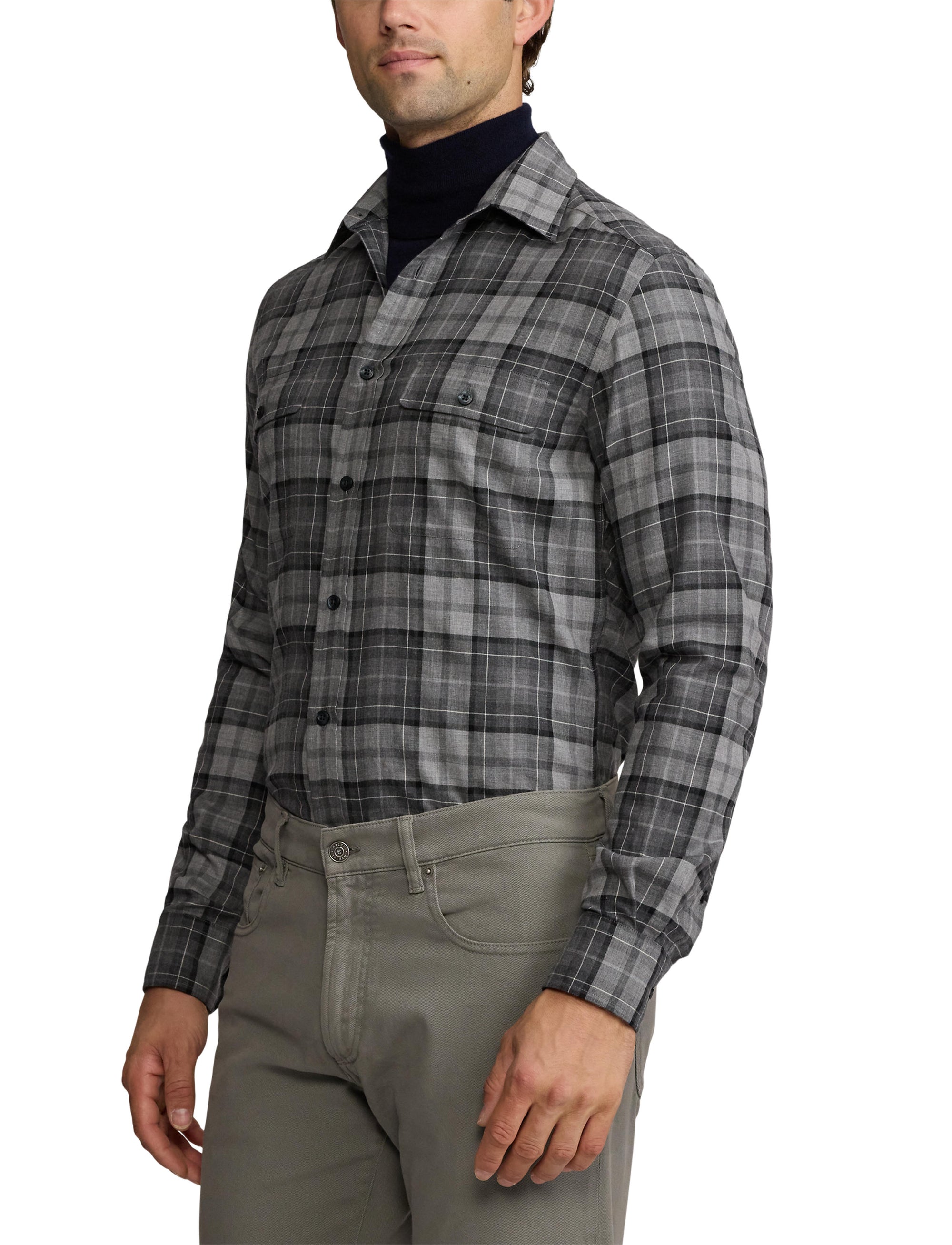 Chemise en sergé écossais - Grey Melange
