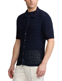 Cardigan texturé à manches courtes - Classic Chairman Navy