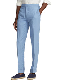 Pantalon Gregory fait main en soie et lin mélangé - Infinity Blue