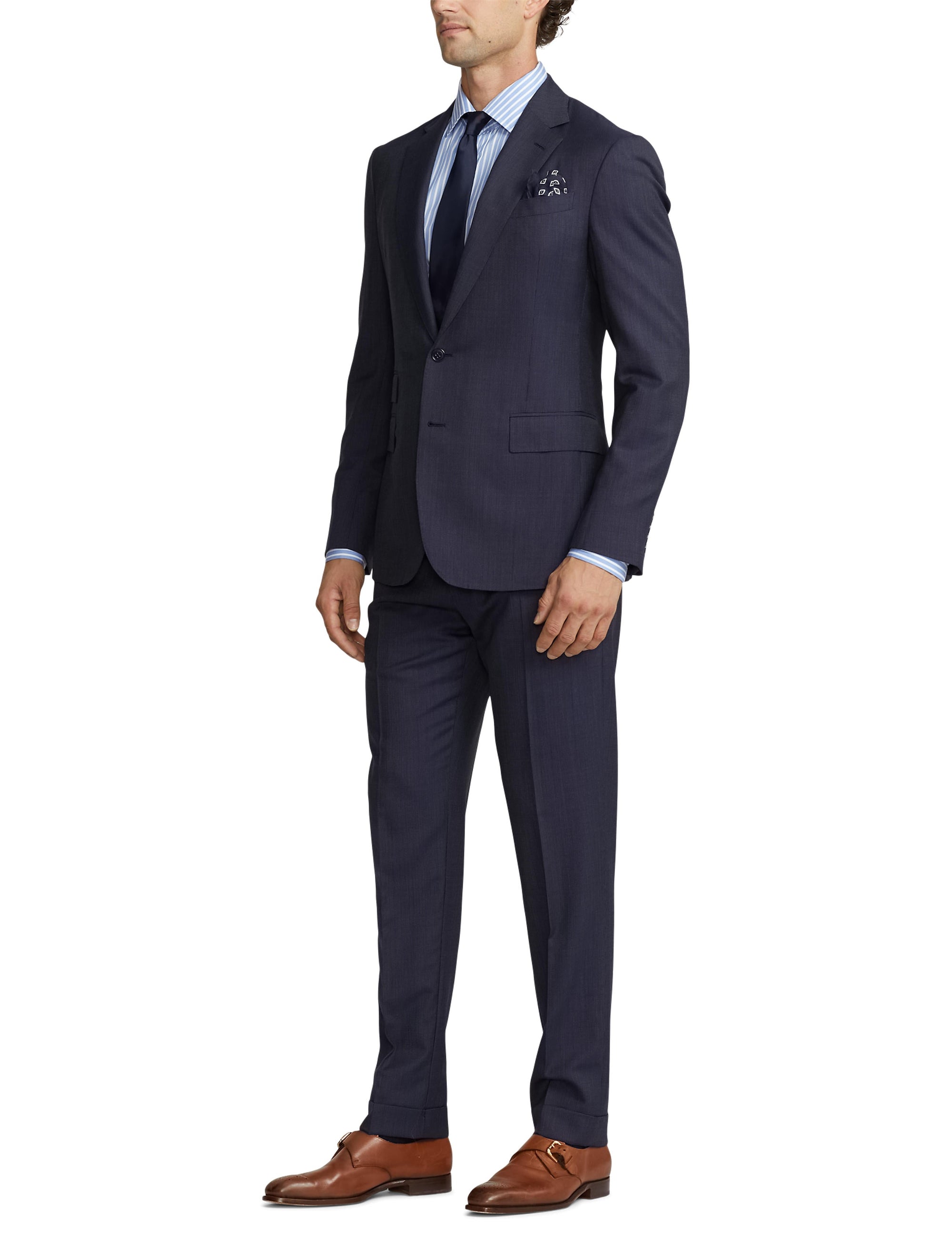 Costume Kent fait main en laine - Navy & Grey