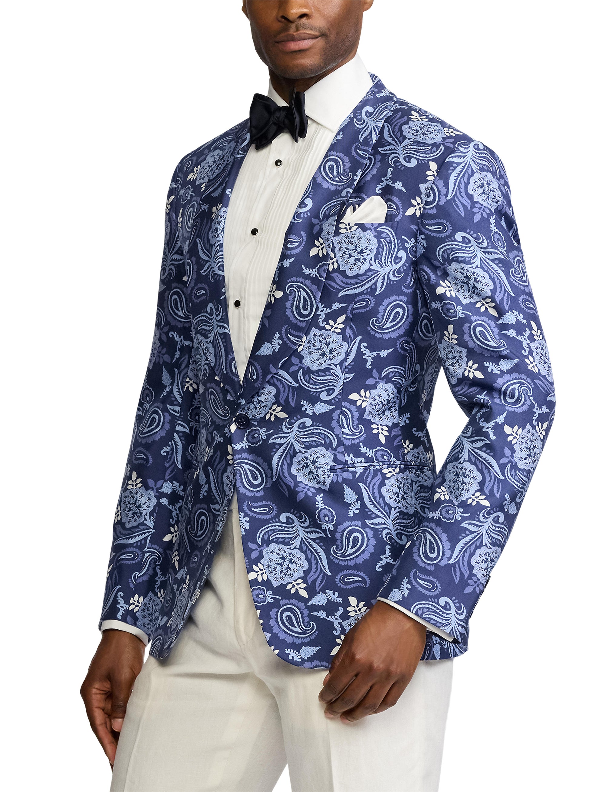 Veste Kent à motif en soie - Navy Tonal