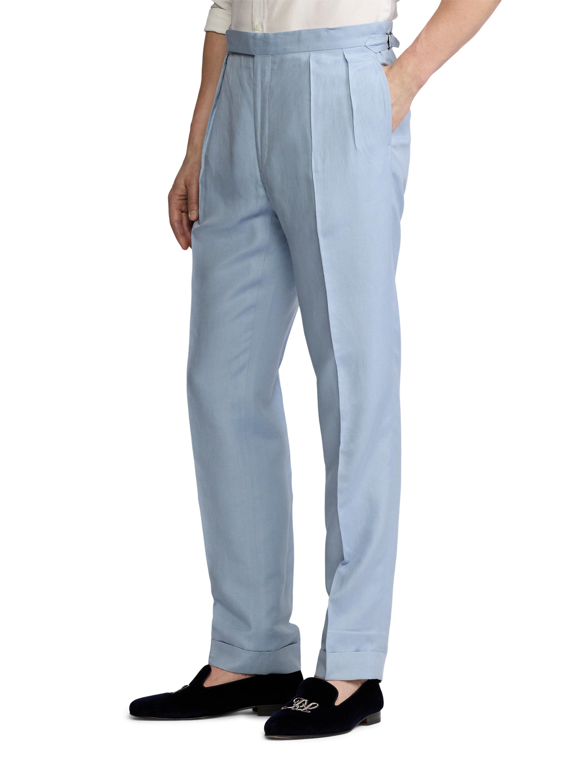 Pantalon Gregory en lin et soie mélangé - Chambray Blue