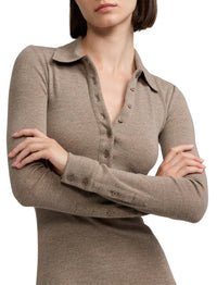 Wool polo dress - Truffle