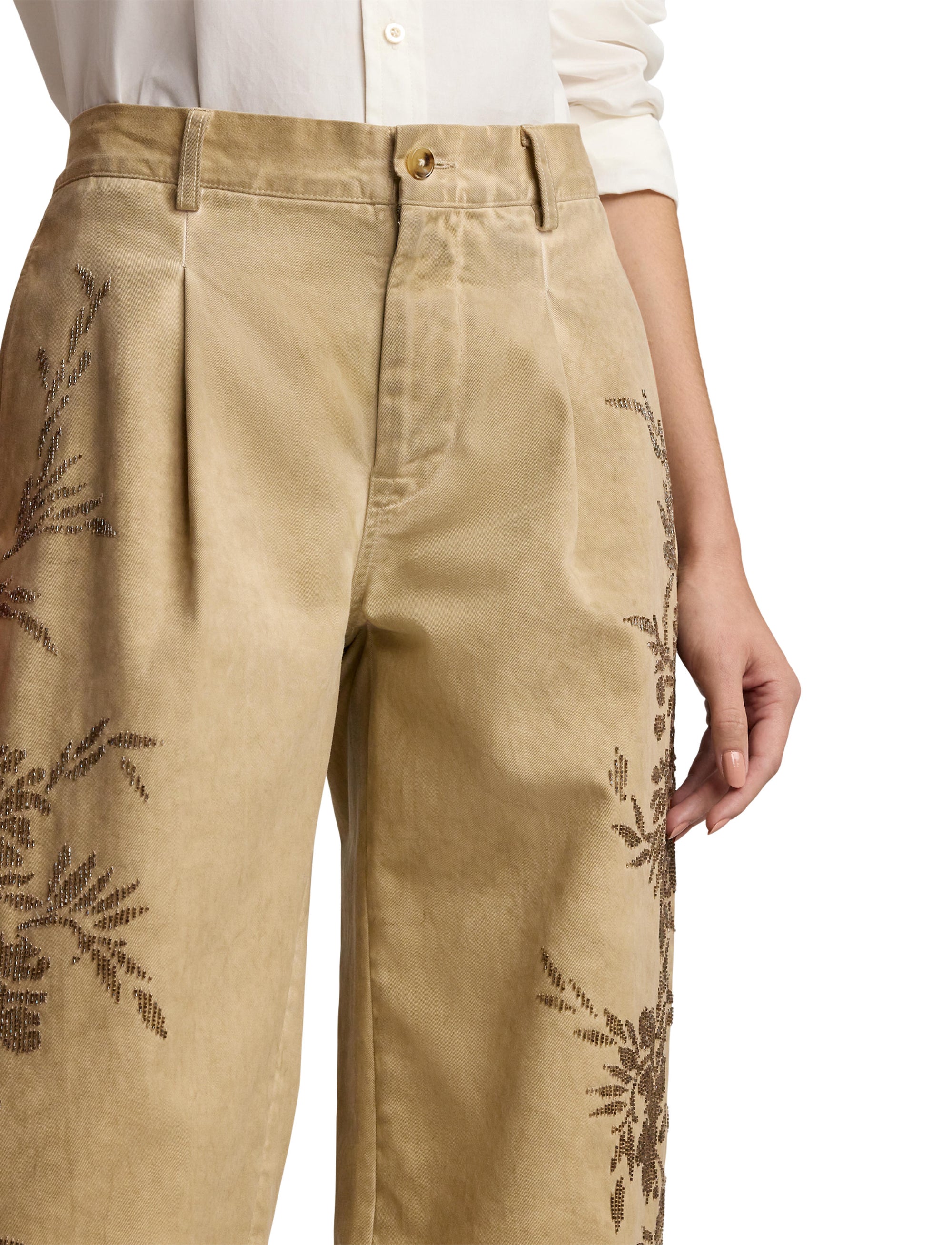 Fallon trousers decorated in cotton chino - Lux Tan