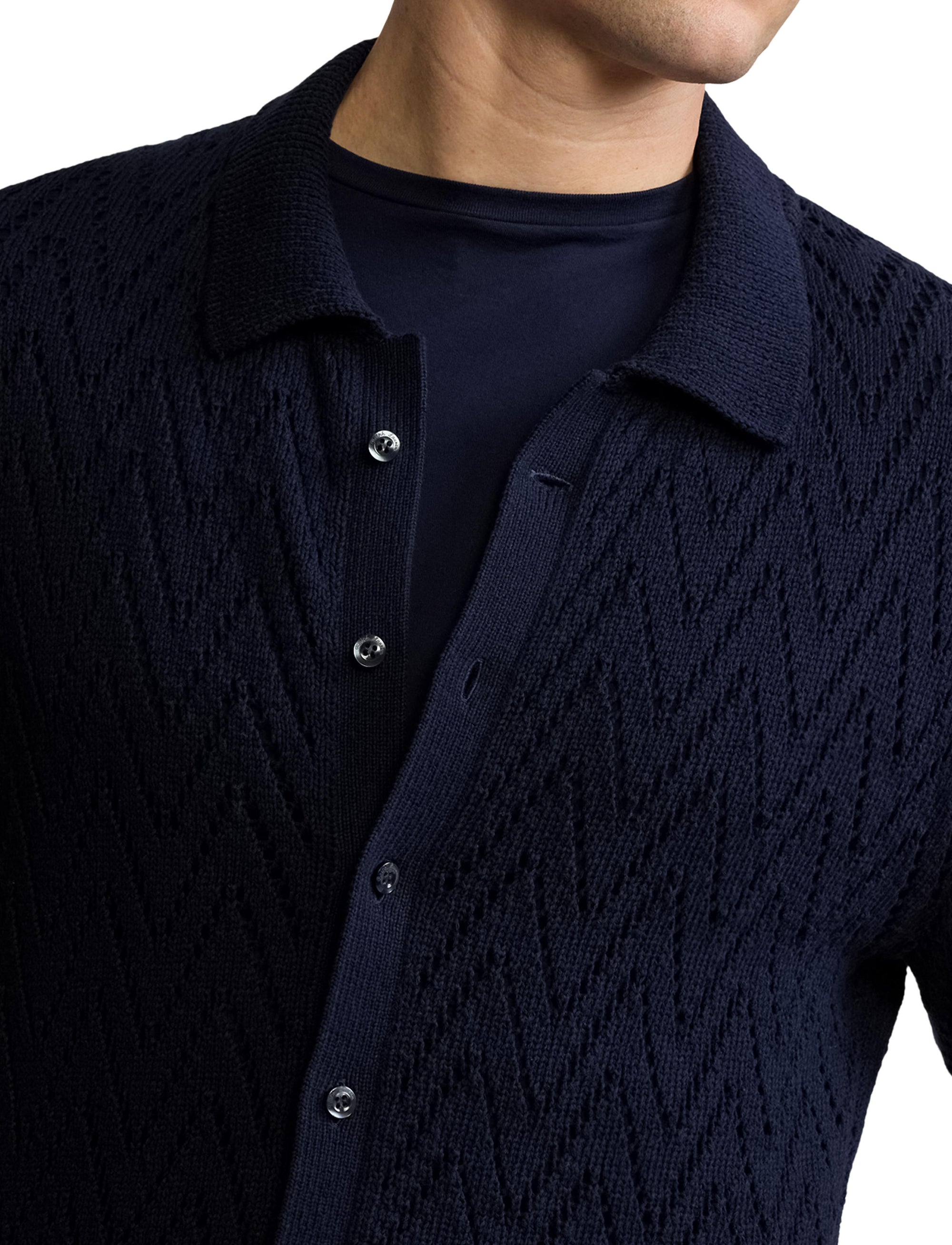 Cardigan texturé à manches courtes - Classic Chairman Navy