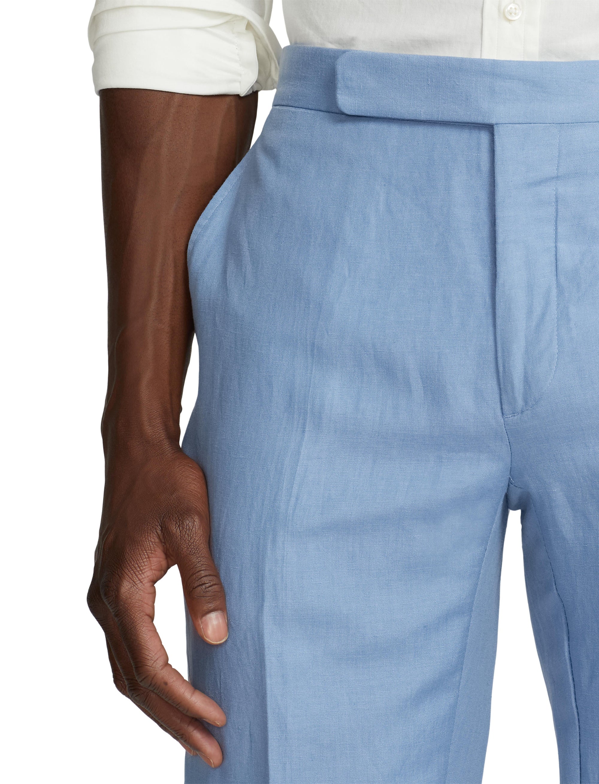 Pantalon Gregory fait main en soie et lin mélangé - Infinity Blue