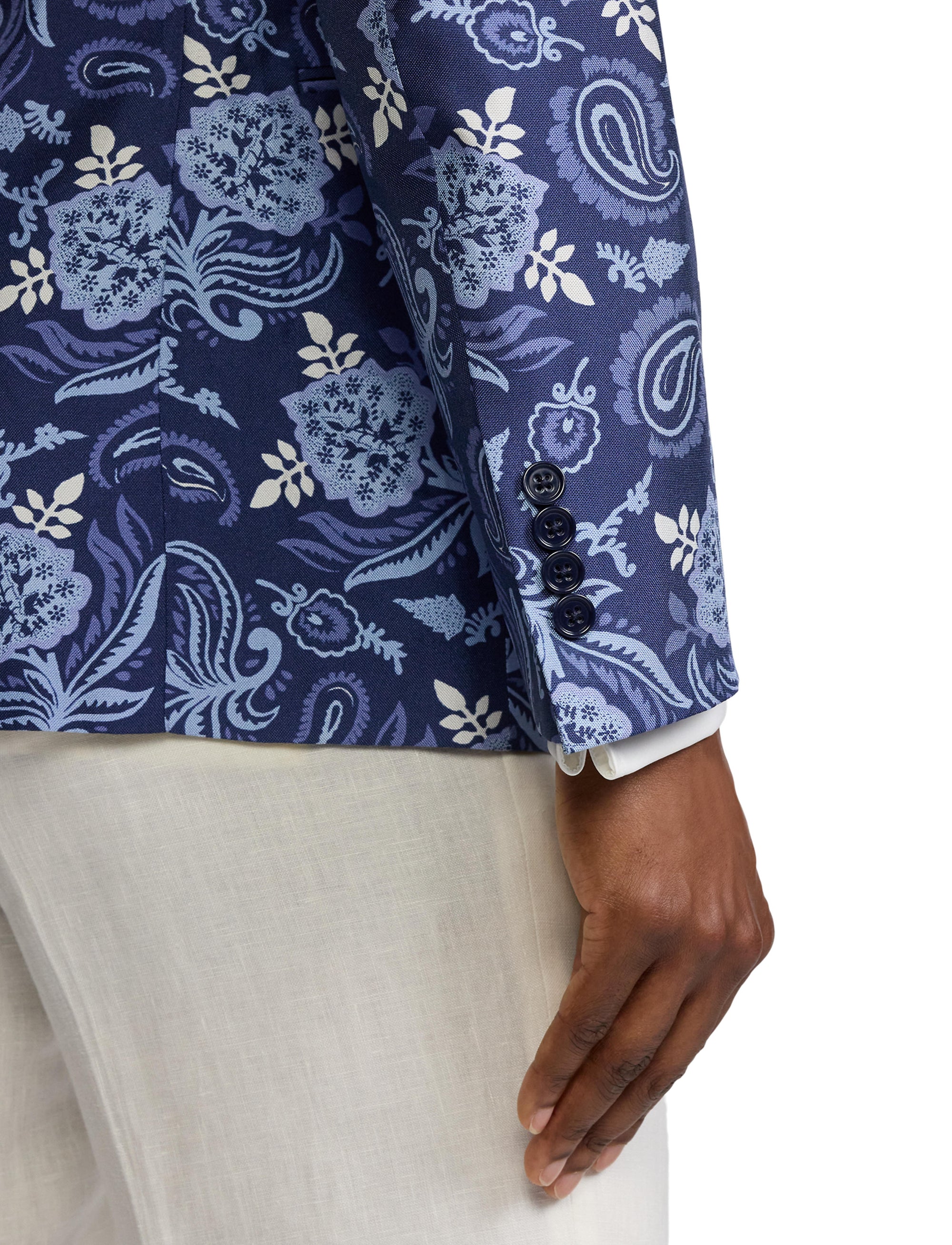Veste Kent à motif en soie - Navy Tonal