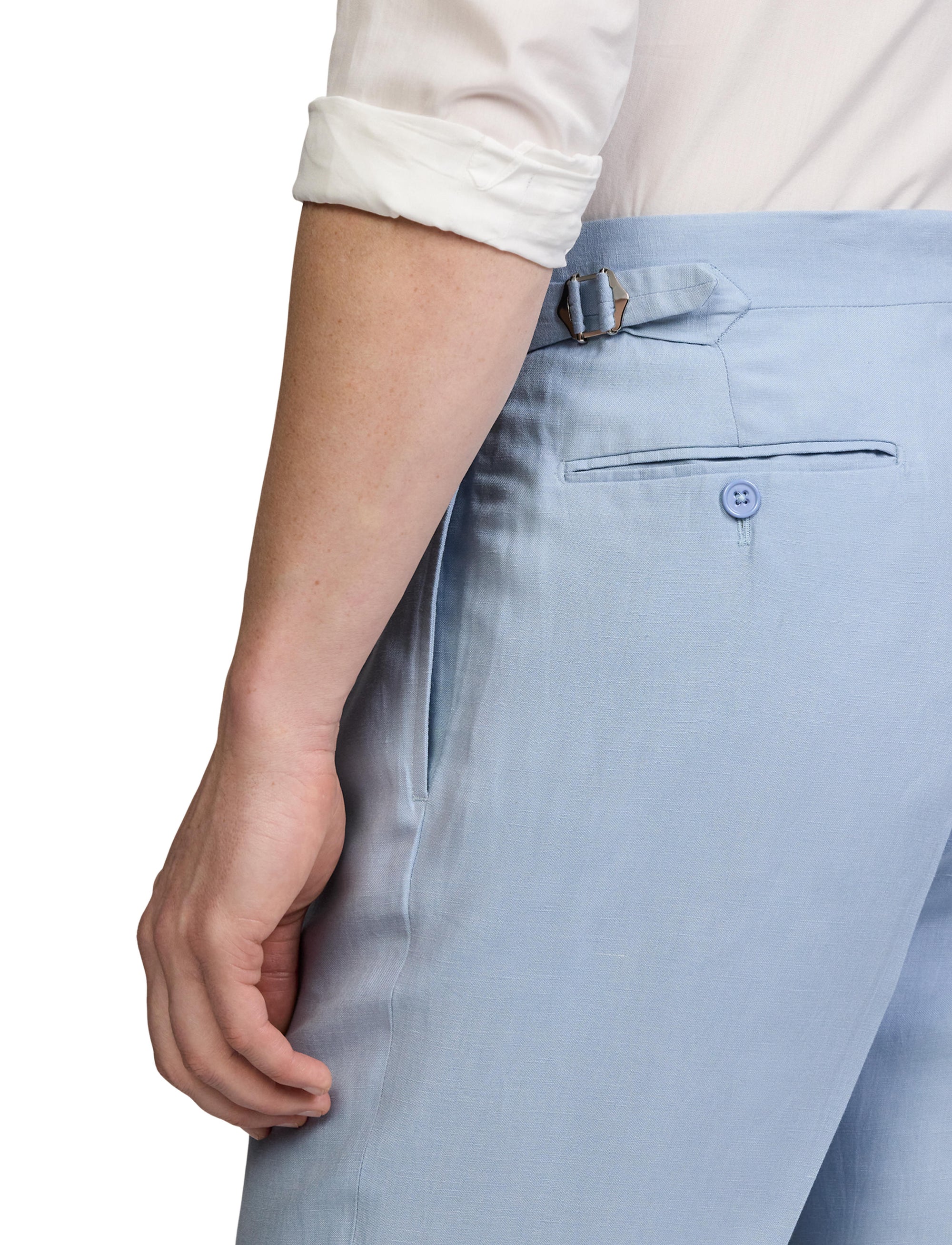 Pantalon Gregory en lin et soie mélangé - Chambray Blue