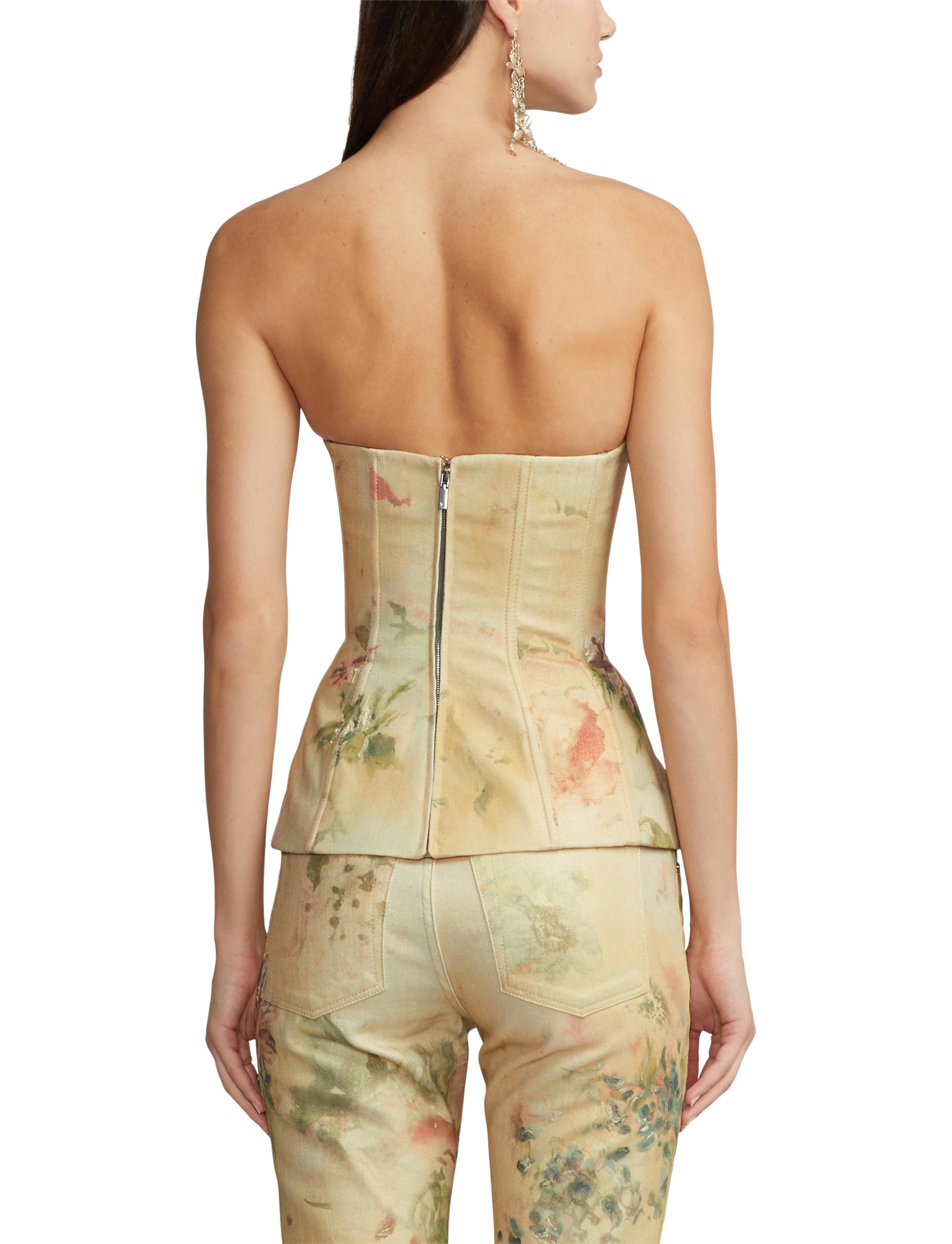Bustier Evia fleuri en denim - Faded Floral