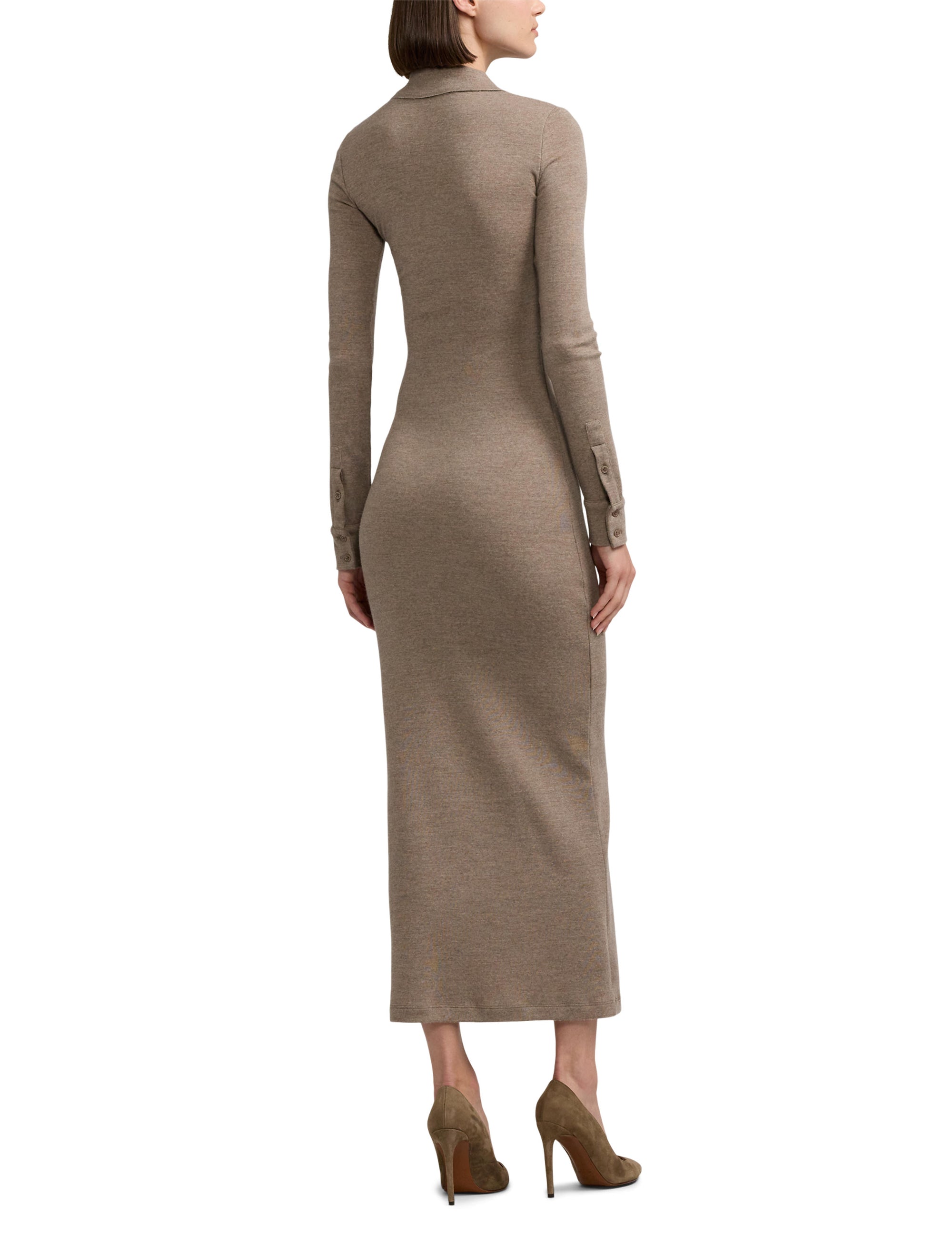 Wool polo dress - Truffle